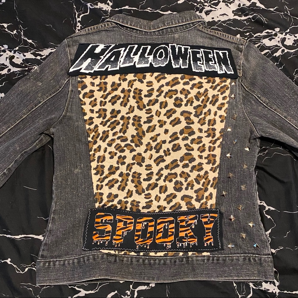 Genuine Y2K 🎃 Spooky Studded Denim Battle Jacket